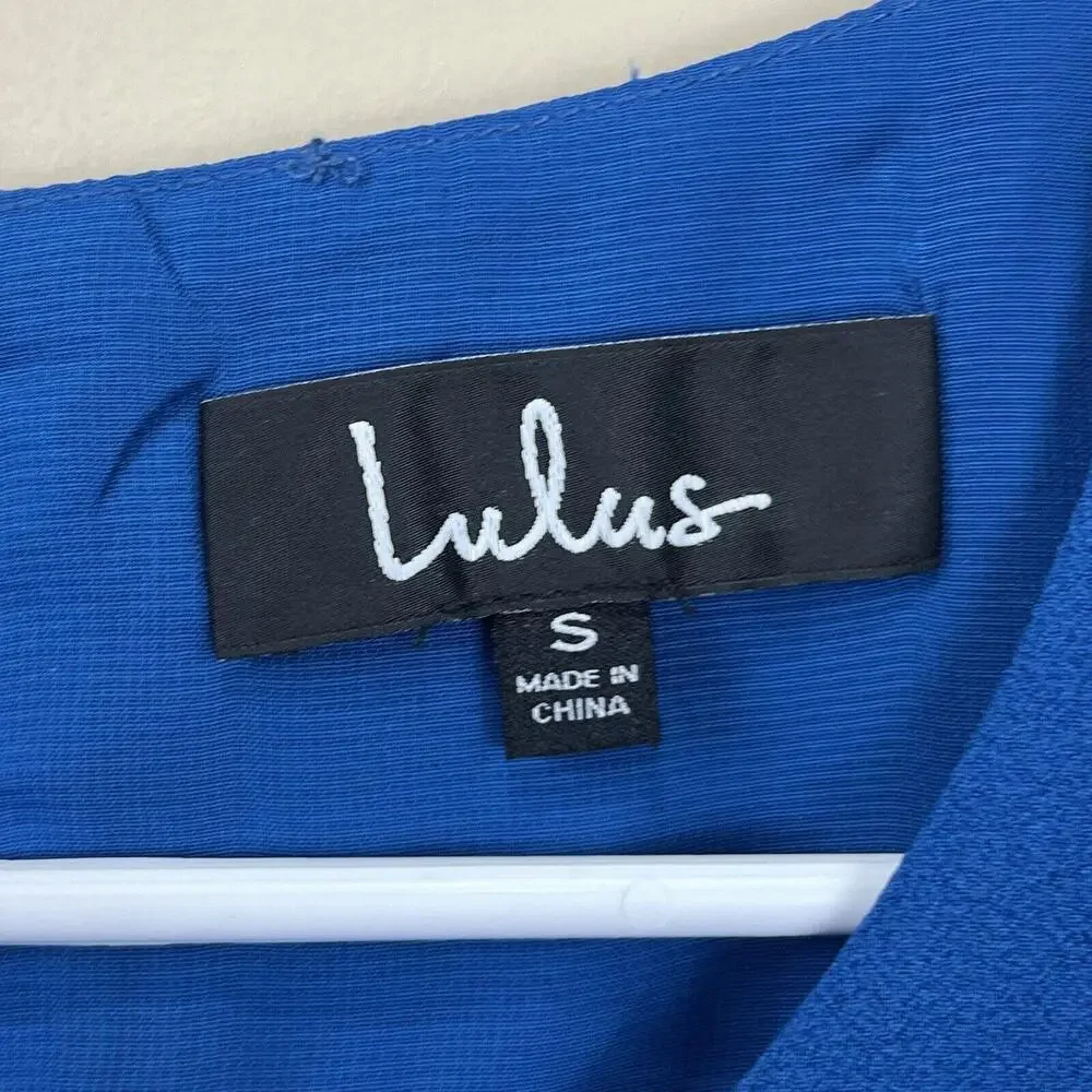 Lulus Womens Near Or Bar Teal Blue Shift Dress Size S Mini Sleeveless V-Neck NWT